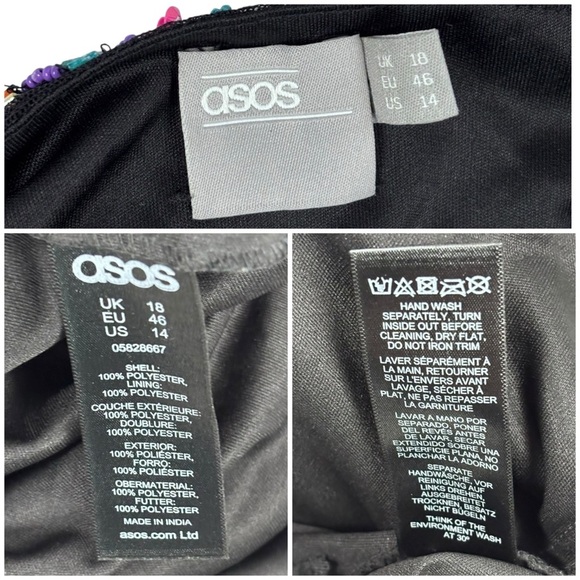 ASOS NEON BEAD EMBELLISHED ART DECO GEOMETRIC ONE SHOULDER PARTY ROMPER JUMPSUIT - Picture 16 of 16